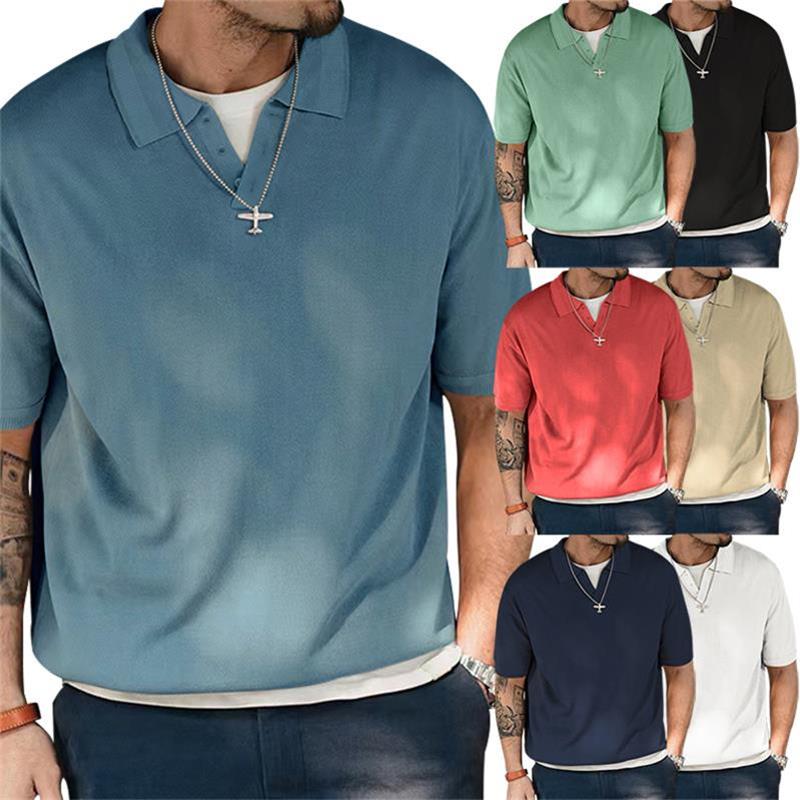 Haut vintage à manches courtes et revers amples pour homme