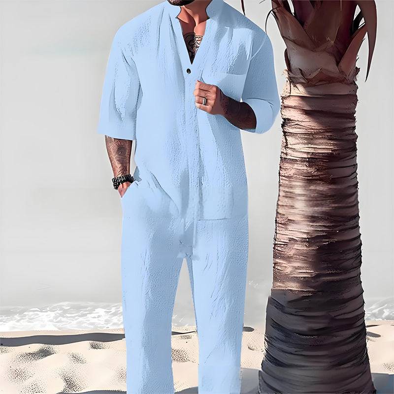 🌿💧Ensemble deux pièces en coton pour hommes : haut et pantalon