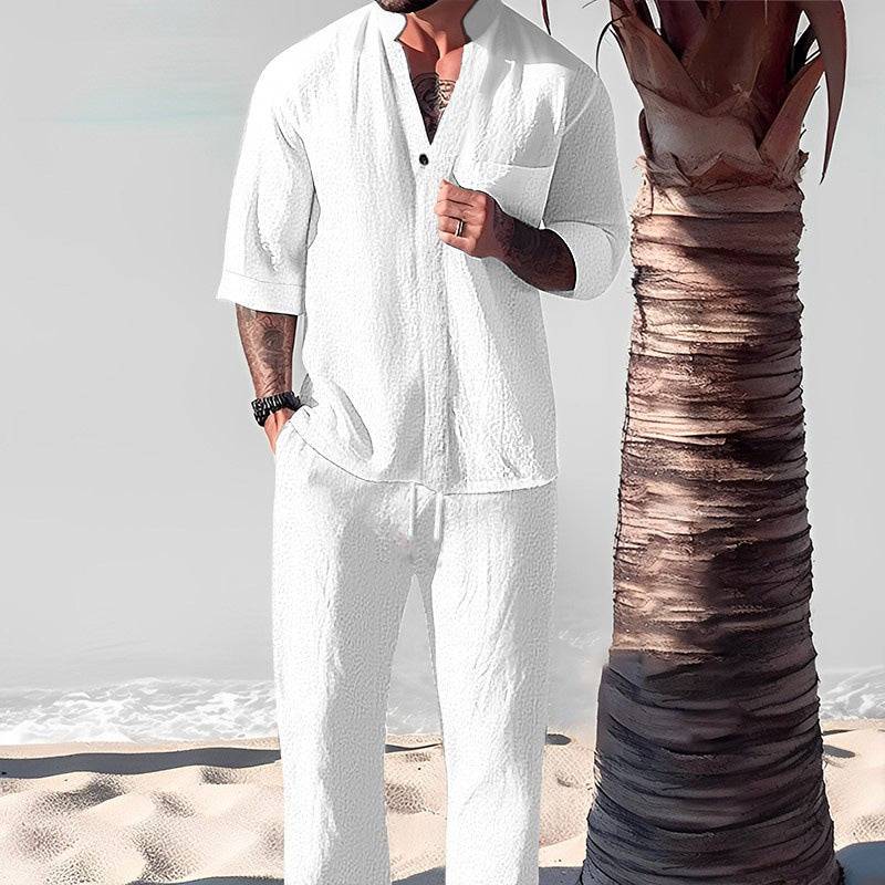 🌿💧Ensemble deux pièces en coton pour hommes : haut et pantalon