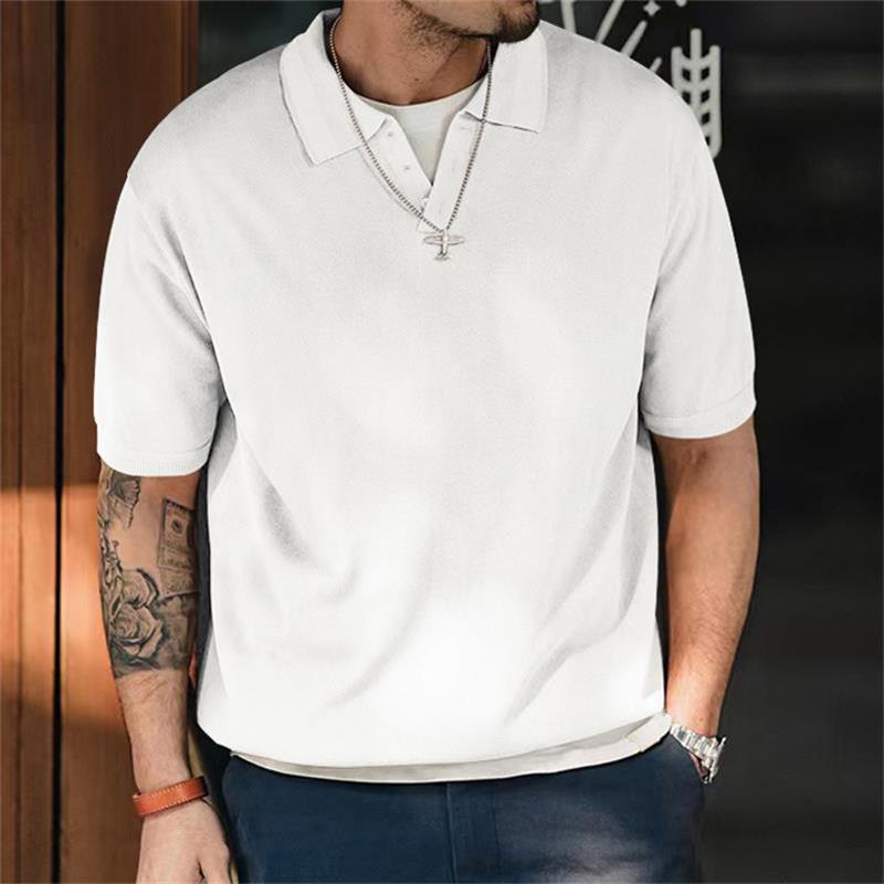 Haut vintage à manches courtes et revers amples pour homme