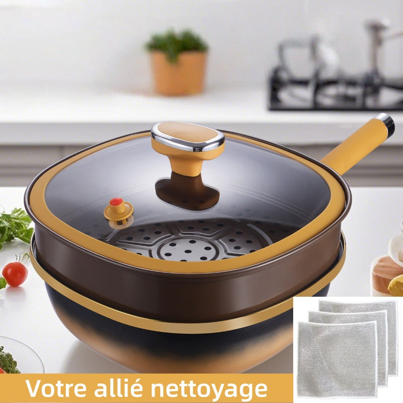 🔥 50 % DE RÉDUCTION ! 🍳✨ Pot anti-adhésif en alliage de titane de 12 pouces avec couvercle 🍲💫
