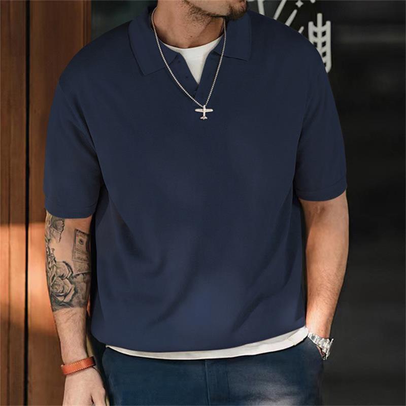Haut vintage à manches courtes et revers amples pour homme