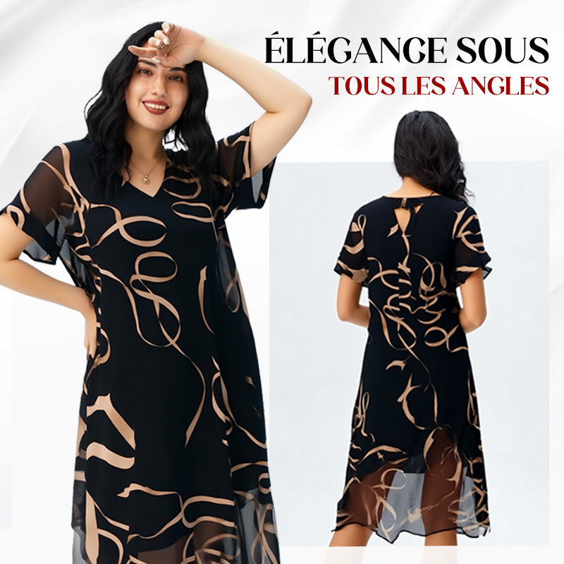 ⏳Spécial limité dans le temps👗Robe longue imprimée fluide à col en V