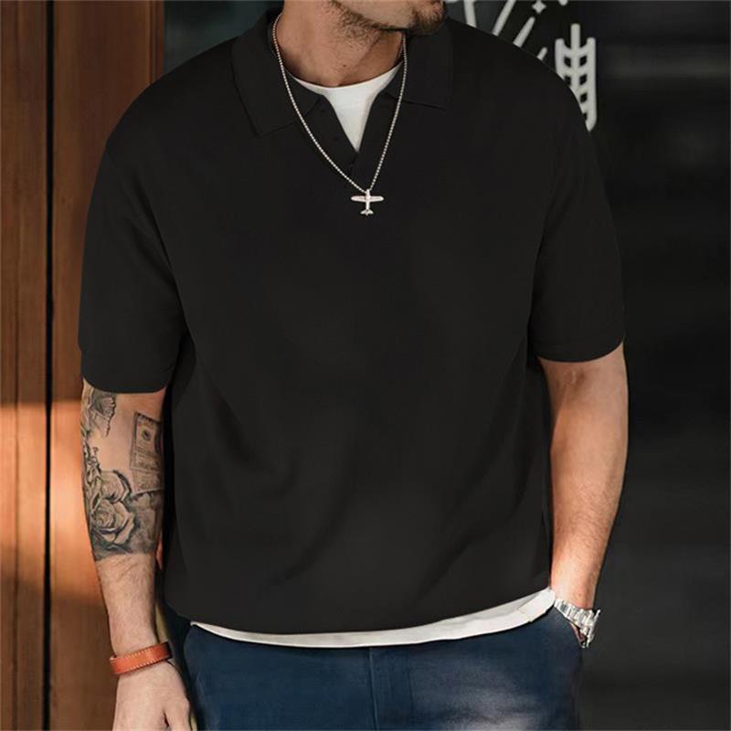 Haut vintage à manches courtes et revers amples pour homme