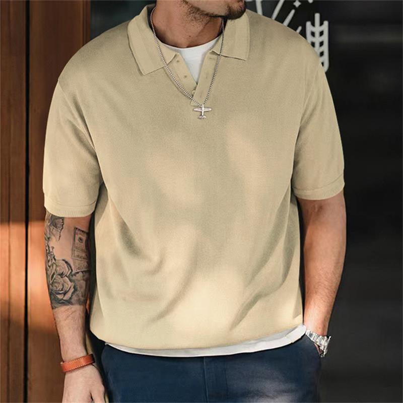 Haut vintage à manches courtes et revers amples pour homme