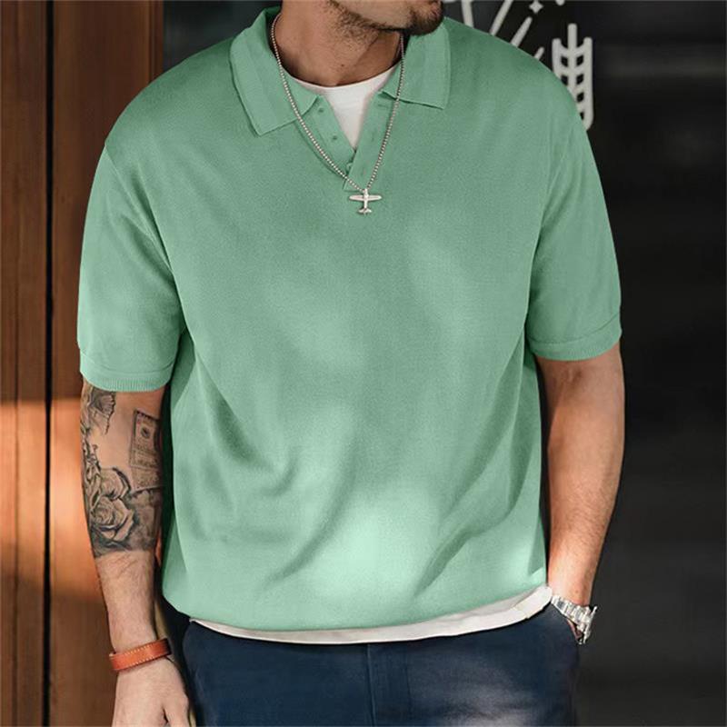 Haut vintage à manches courtes et revers amples pour homme