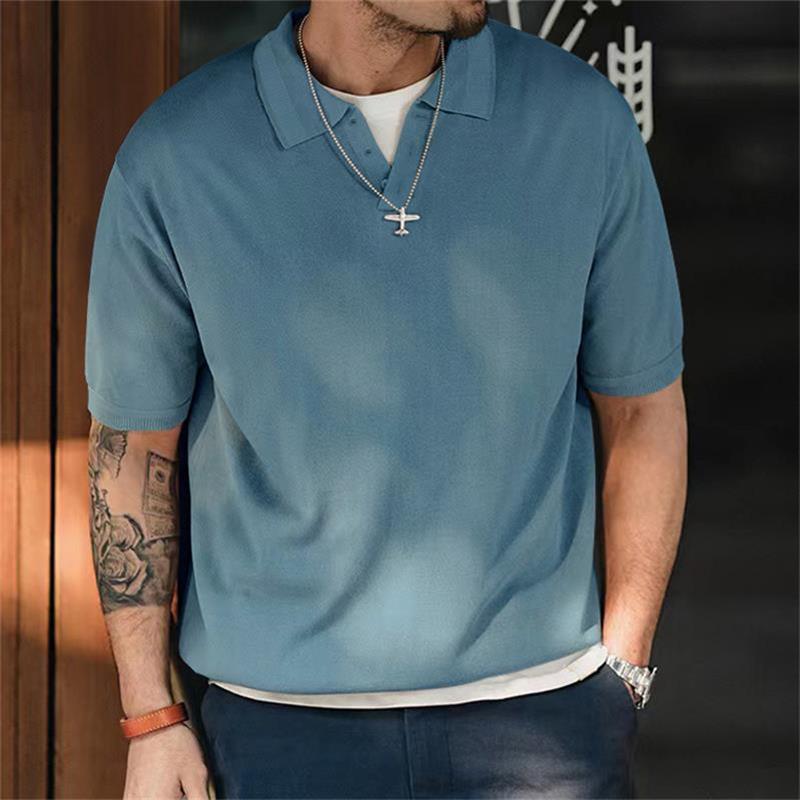 Haut vintage à manches courtes et revers amples pour homme