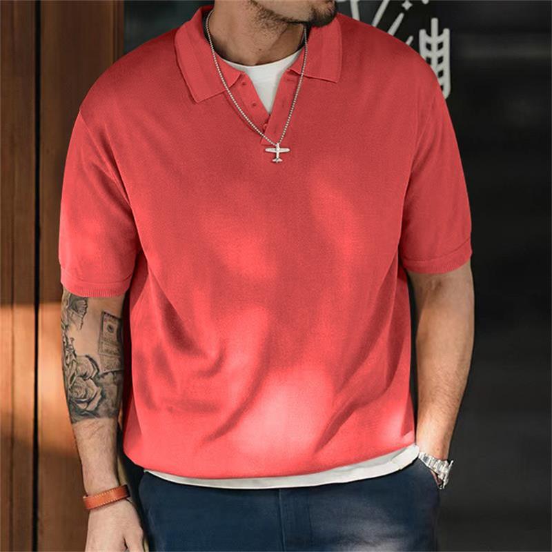 Haut vintage à manches courtes et revers amples pour homme