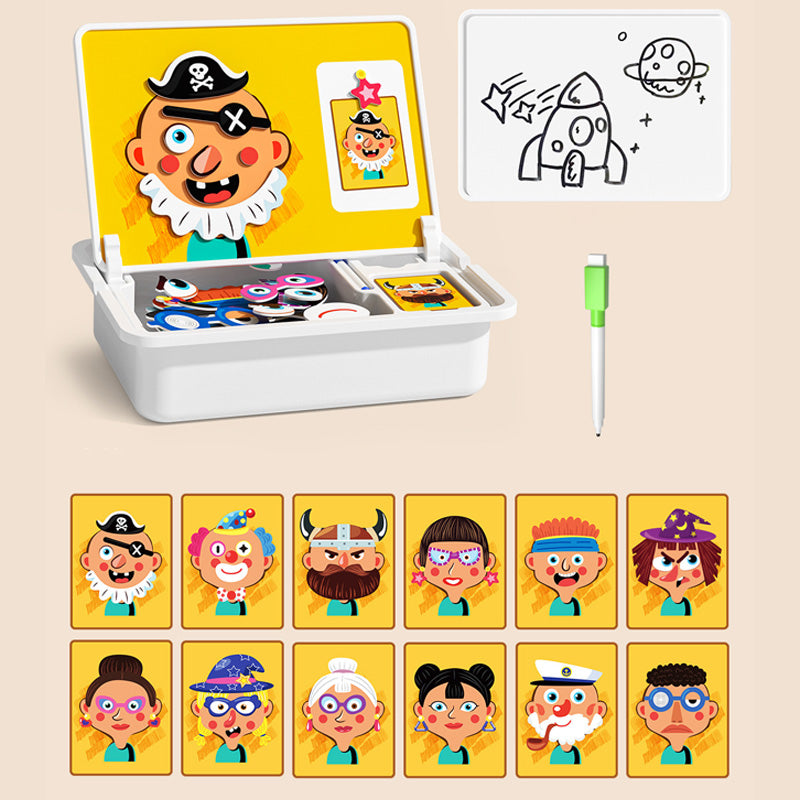 Boîte à puzzle magnétique pour enfants avec jeu et planche à dessi
