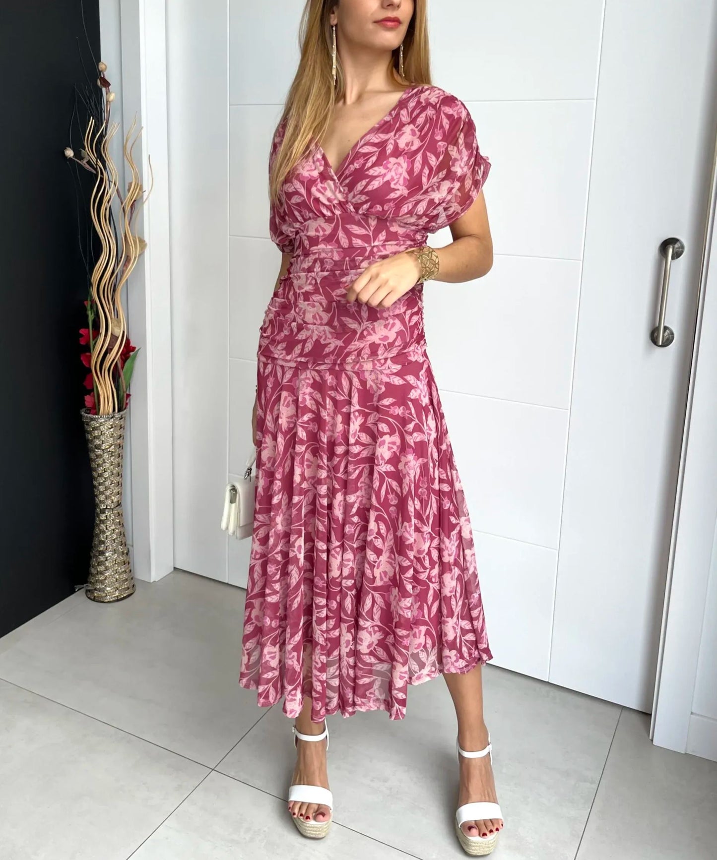 🎁 Vente chaude 50% de réduction 🔥 Robe imprimée à col V hors épaule pour femmes