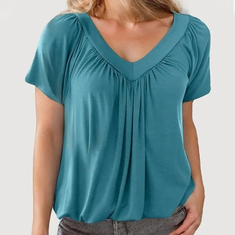 🔥Vente directe d'usine🔥T-shirt décontracté extensible à col en V pour femme