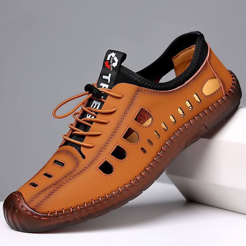 Chaussures de randonnée creuses en cuir souple
