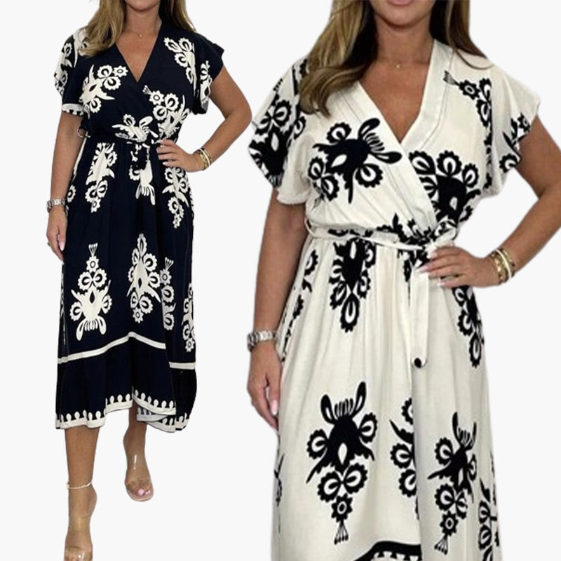 🔥Vente chaude🔥Robe d'été grande taille à manches volantées et col en V po