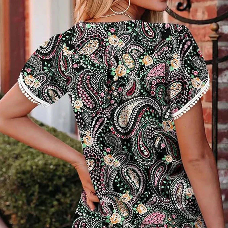 🔥👚【S-4XL】T-shirt imprimé à manches courtes pour femmes