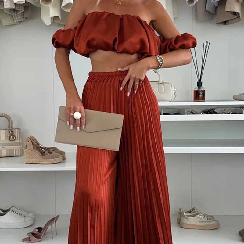 🔥 50% de réduction 🔥Ensemble deux pièces - Top sexy et pantalon large