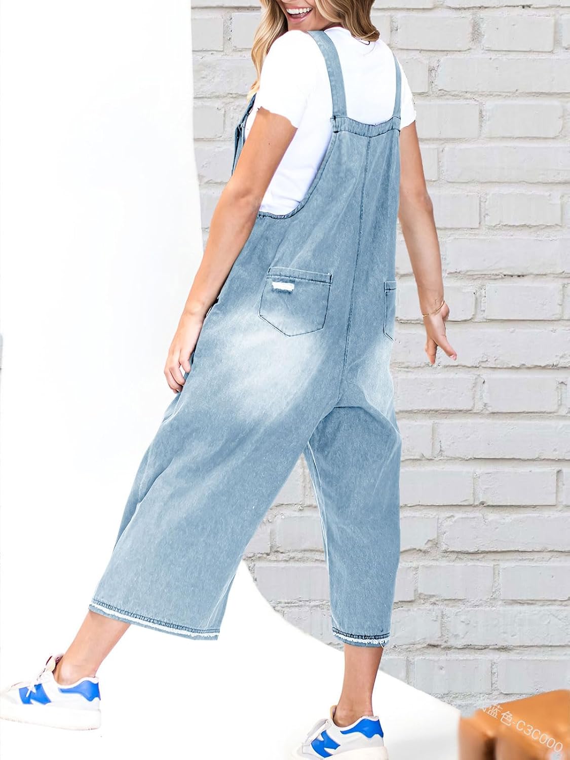 đ„Vente limitĂ©e Ă 50 % de rĂ©ductionđSalopette en denim dĂ©chirĂ©e pour femmes, mignonne et dĂ©contractĂ©e, avec boutons