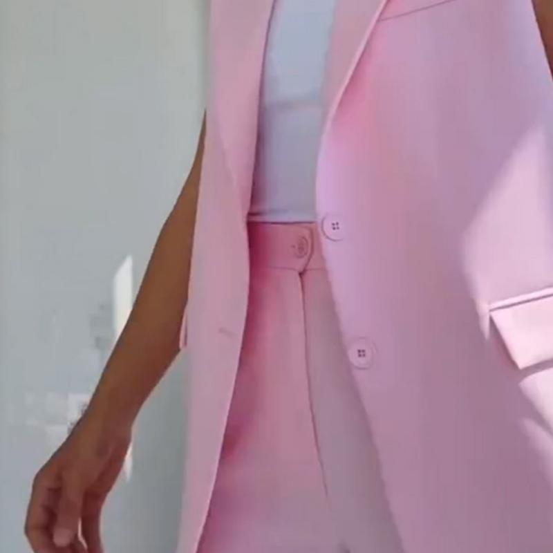 🔥50% de réduction💖 Blazer élégant sans manches et pantalon à taille haute pour femmes