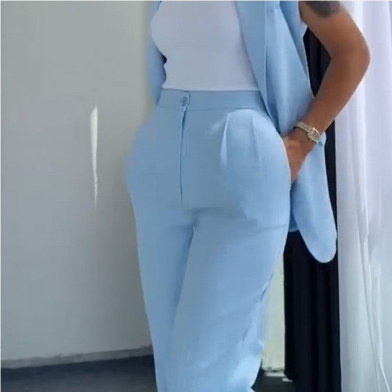 🔥50% de réduction💖 Blazer élégant sans manches et pantalon à taille haute pour femmes