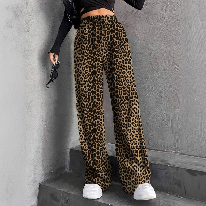 Pantalon large côtelé texturé à taille élastique et cordon de serrage pour femme