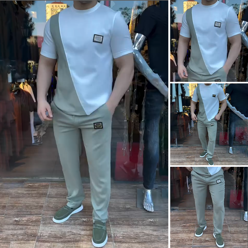 🏃50% de réduction🔥Ensemble décontracté homme col ras du cou et pantalon