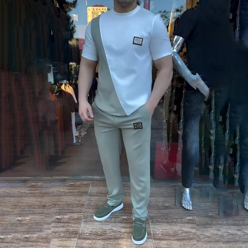 🏃50% de réduction🔥Ensemble décontracté homme col ras du cou et pantalon