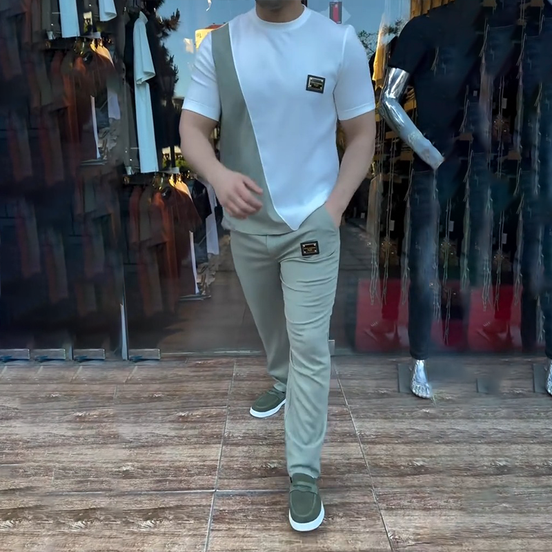 🏃50% de réduction🔥Ensemble décontracté homme col ras du cou et pantalon