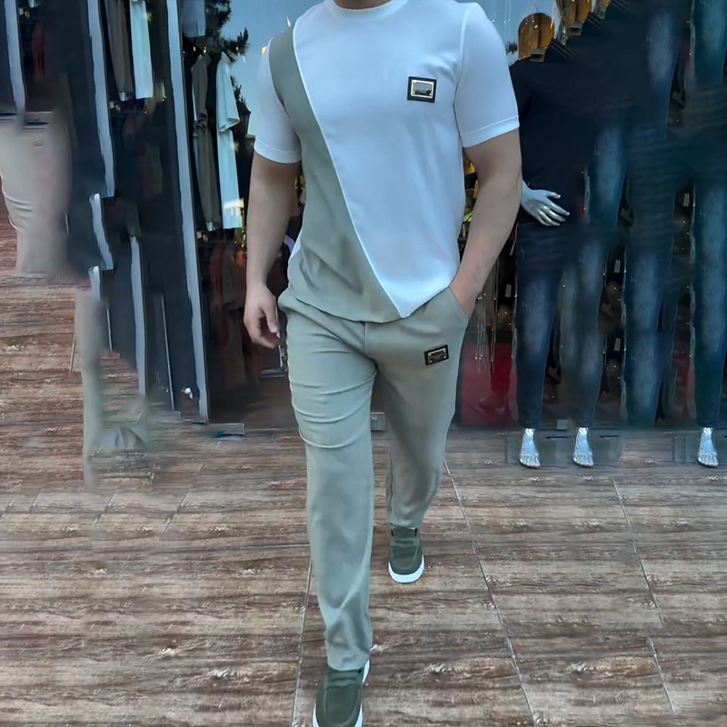 🏃50% de réduction🔥Ensemble décontracté homme col ras du cou et pantalon