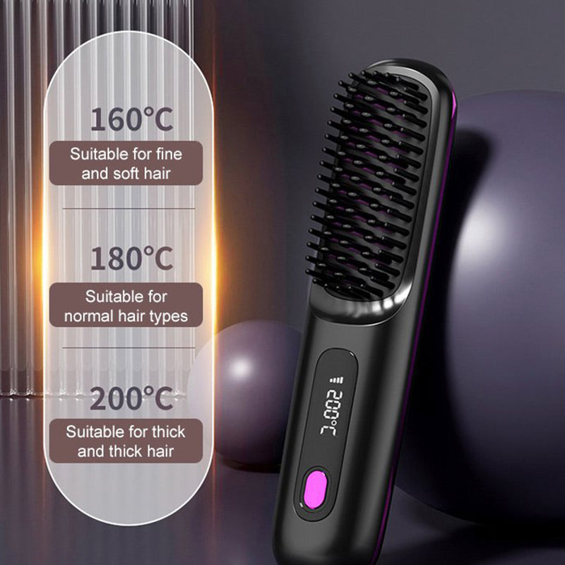 ✨50% de réduction🌸Peigne chauffant sans fil en céramique à lisser les cheveux