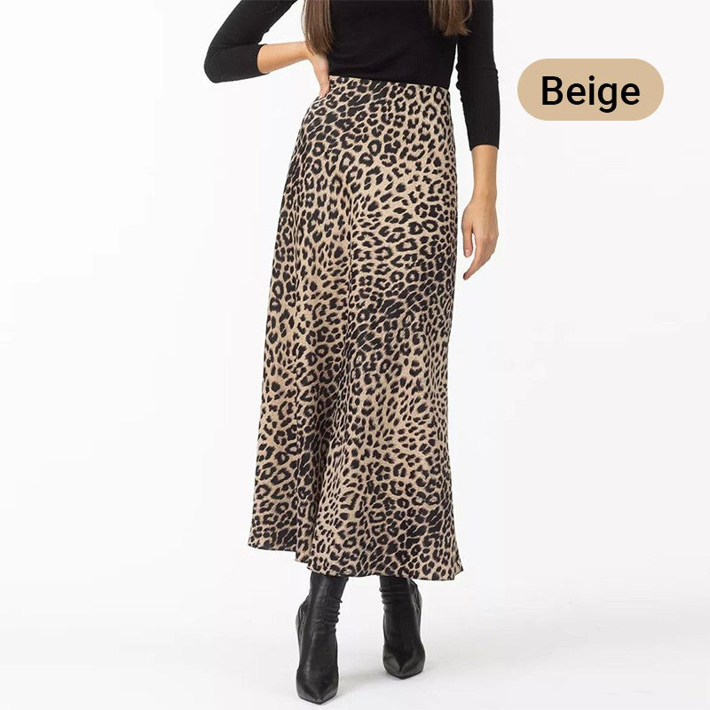 Jupe longue sexy taille haute imprimée léopard succès