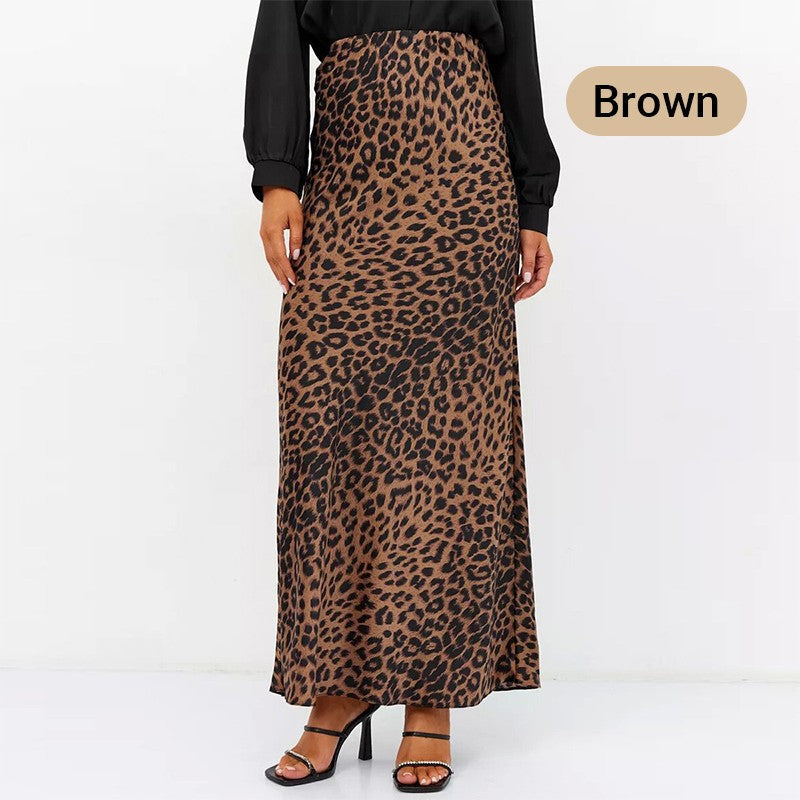 Jupe longue sexy taille haute imprimée léopard succès