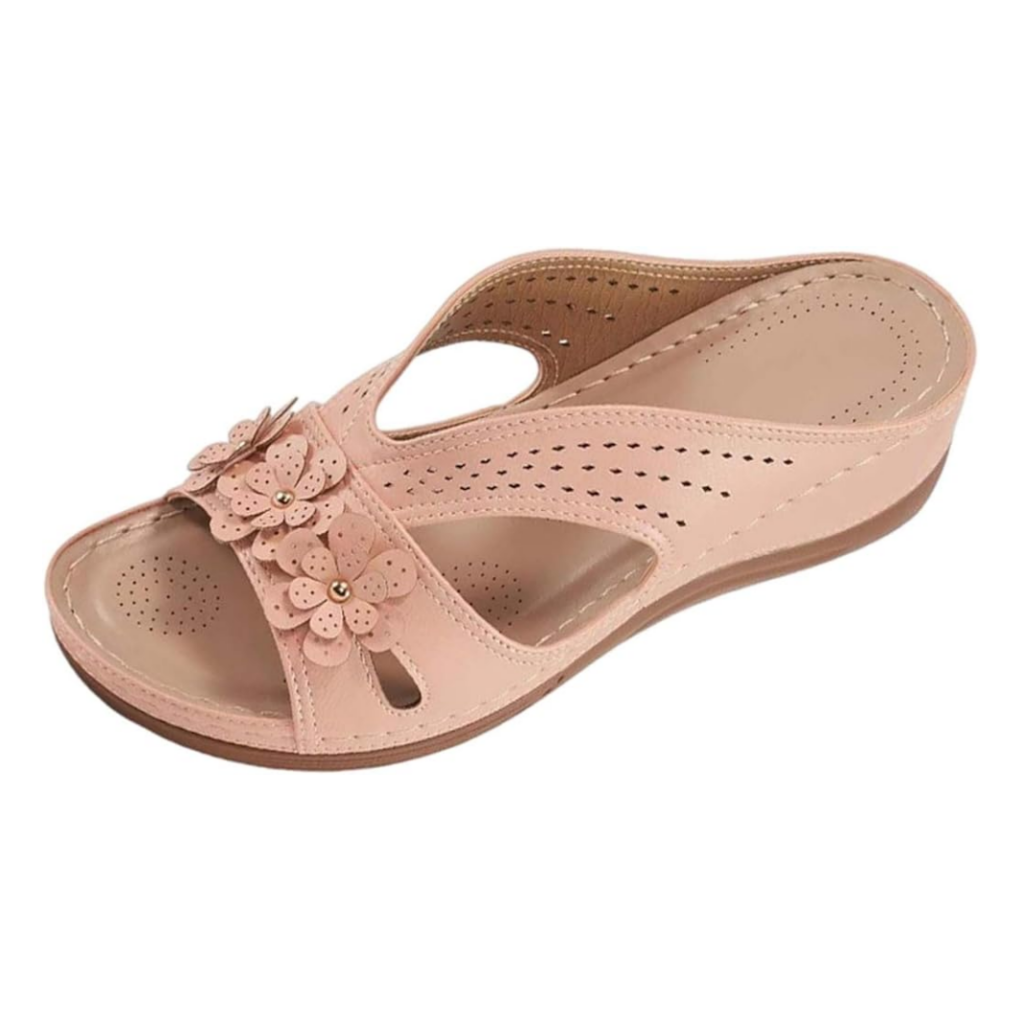 Sandale en cuir pour femme à motif floral