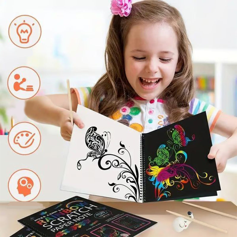 Carnet créatif d'art à gratter arc-en-ciel