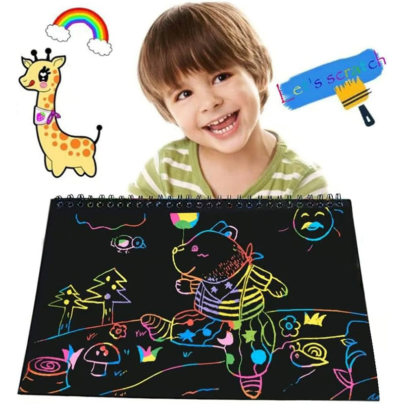 Carnet créatif d'art à gratter arc-en-ciel