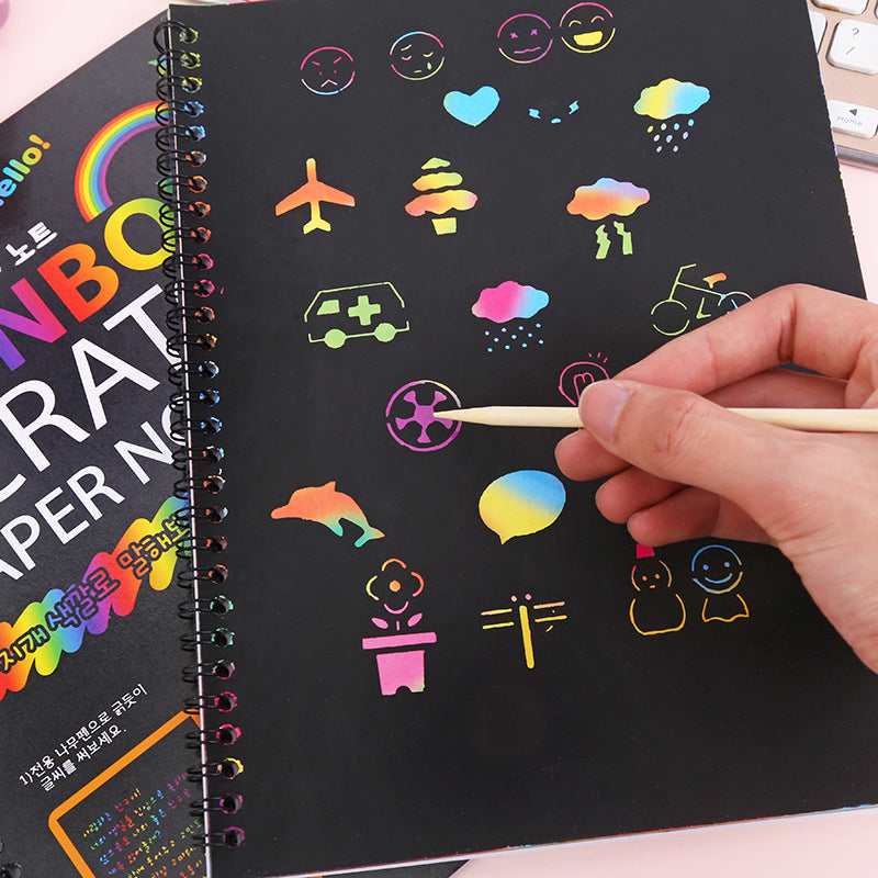 Carnet créatif d'art à gratter arc-en-ciel