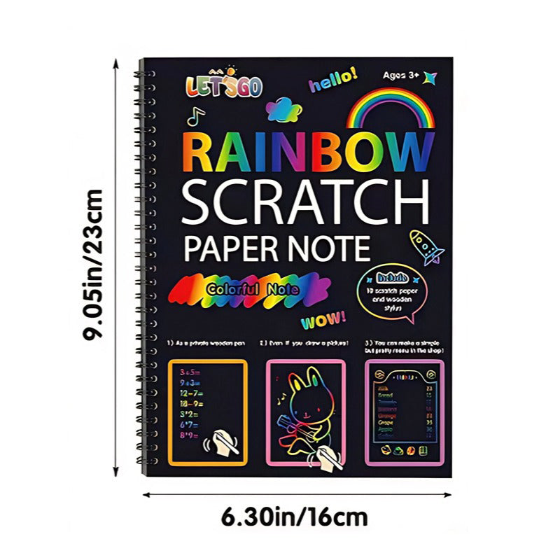 Carnet créatif d'art à gratter arc-en-ciel