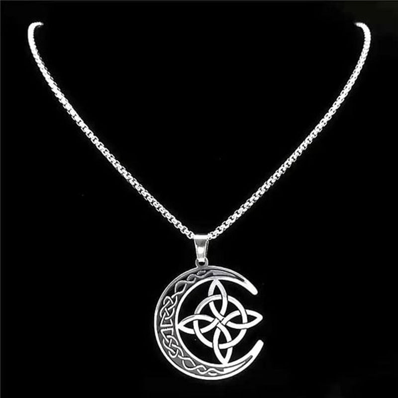 đ„ DERNIER JOUR â 67% DE RĂDUCTION !đ Collier Pendentif Lune Celtique â Acier Inoxydable, Unisexe & Symbolisme de Protection