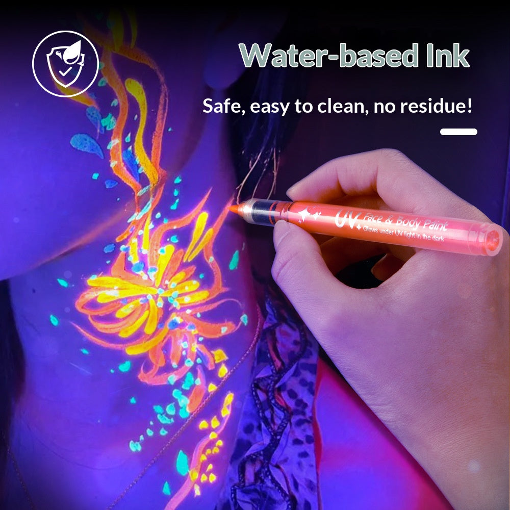 🎨 50% DE RÉDUCTION ! ✨ Set de 8 Stylos pour Body Art – Couleurs Vives, Lavables & Sécuritaires pour la Peau 🧒✨