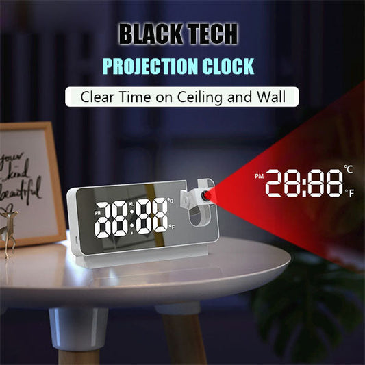 📢📢60 % de réduction !! ⏰ Réveil à Projection Miroir – Ultra-Clair, Double Alarme & Port USB de Charge