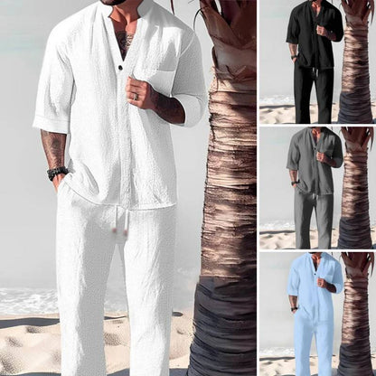🌿💧Ensemble deux pièces en coton pour hommes : haut et pantalon
