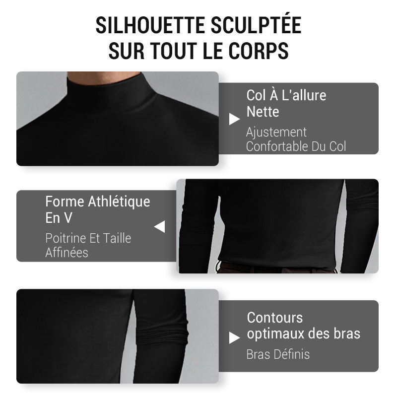 T-shirt à manches longues et col montant pour hommes