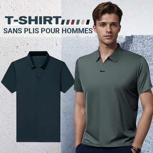 🔥 T-shirt décontracté à revers pour homme, respirant et infroissable