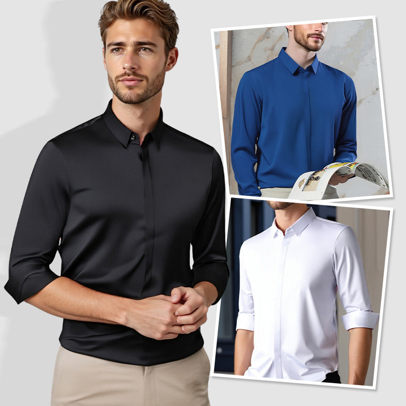 Chemise Habillée Extensible Infroissable pour Hommes🔥【Aucun repassage requis】🔥