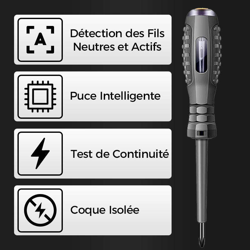 🔥 50% DE RÉDUCTION ! ✨ Tournevis Magnétique 2-en-1 - Détection Électrique Integrée, Couple Élevé pour Réparations Domestiques 🔧⚡