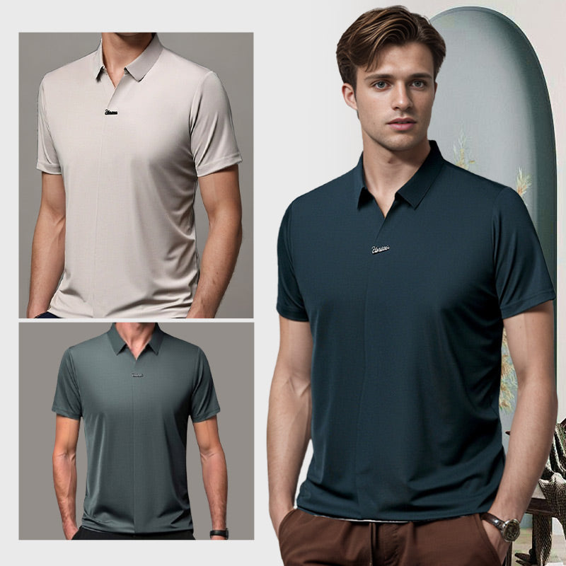 🔥 T-shirt décontracté à revers pour homme, respirant et infroissable