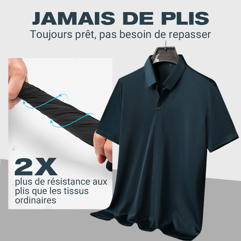 🔥 T-shirt décontracté à revers pour homme, respirant et infroissable