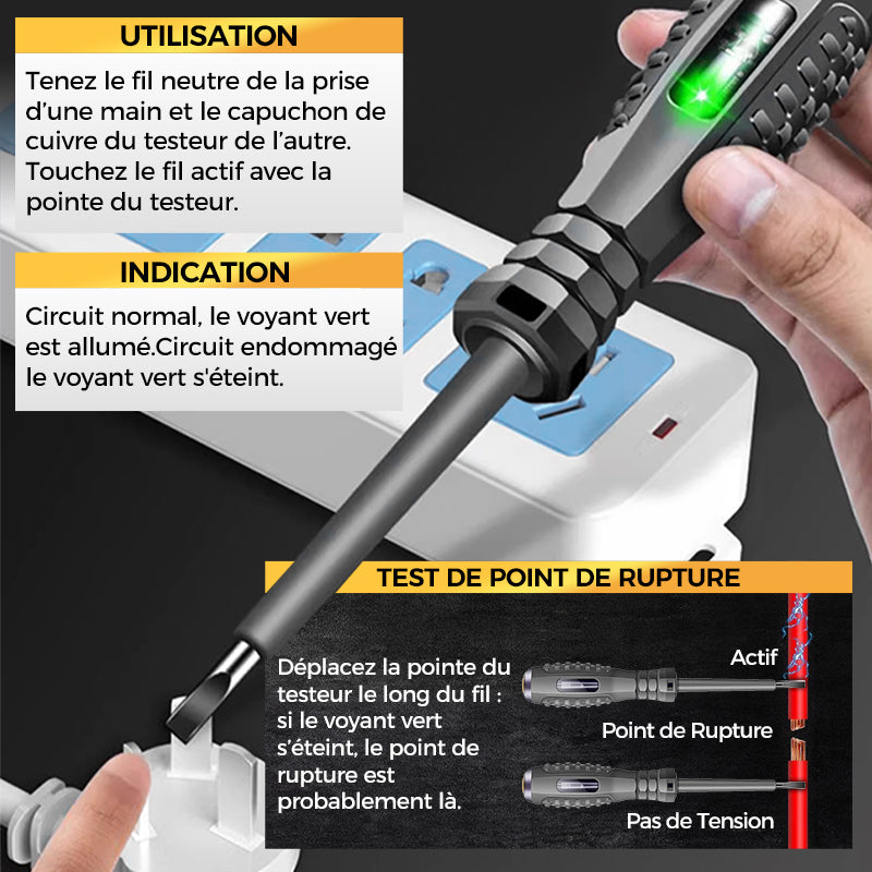 🔥 50% DE RÉDUCTION ! ✨ Tournevis Magnétique 2-en-1 - Détection Électrique Integrée, Couple Élevé pour Réparations Domestiques 🔧⚡