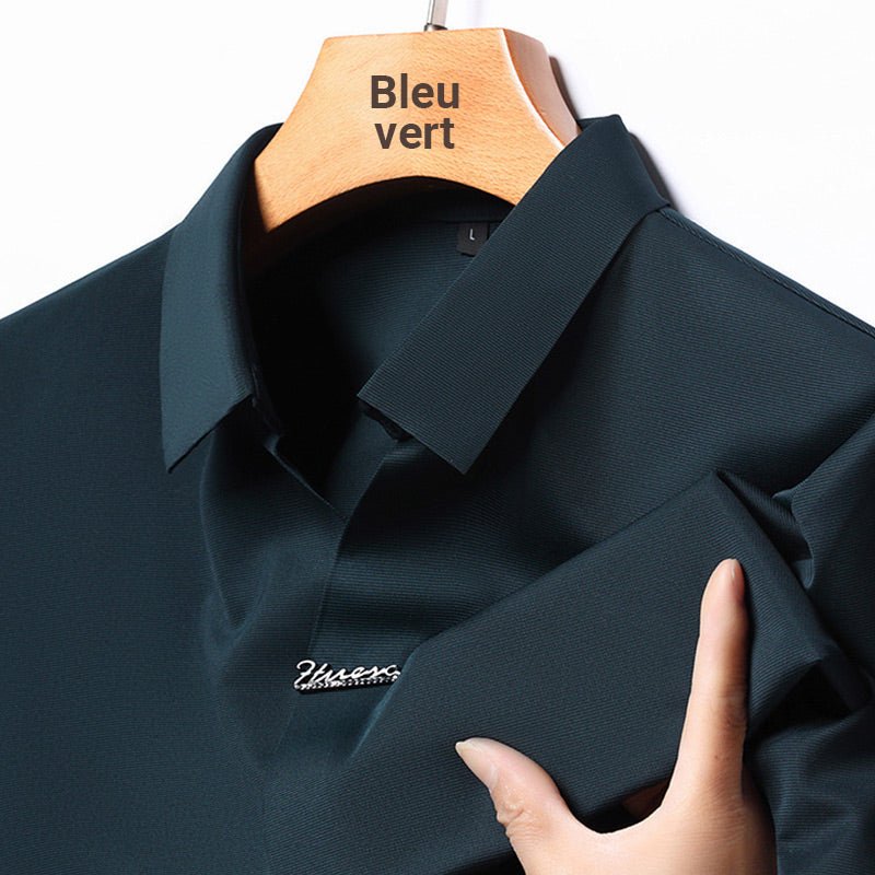 🔥 T-shirt décontracté à revers pour homme, respirant et infroissable