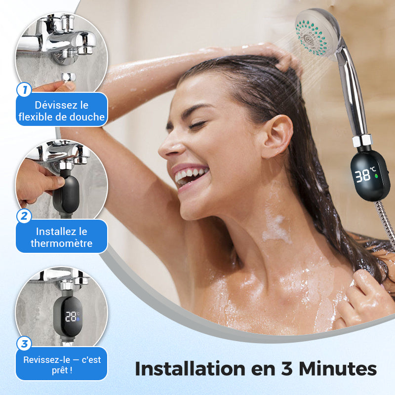 🔥 50% DE RÉDUCTION ! ✨ Thermomètre Numérique de Douche - Écran LCD Rétroéclairé, Mesure Instantanée, Alerte Précise 🚿💧