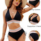 ✨Nouvelle arrivée✨👙Ensembles de bikini taille haute gainant le ventre à blocs de couleurs