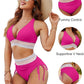 ✨Nouvelle arrivée✨👙Ensembles de bikini taille haute gainant le ventre à blocs de couleurs